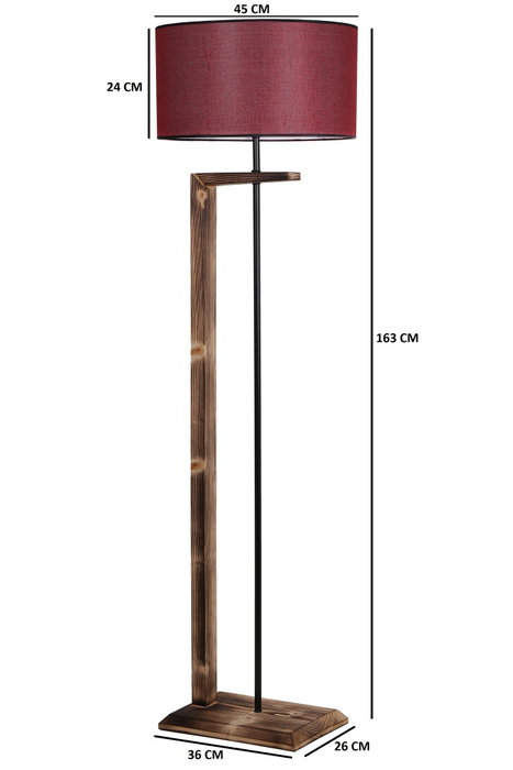 Opviq Lámpara de Pie de Metal y Madera Marrón y Burdeos Opviq Lámpara de Pie de Metal y Madera Marrón y Burdeos
